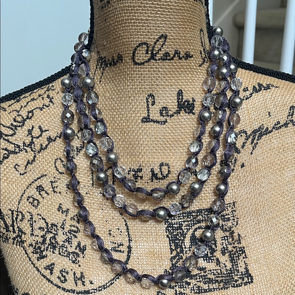 NWOT LOFT Multi-Strand Purple and Silver Necklace